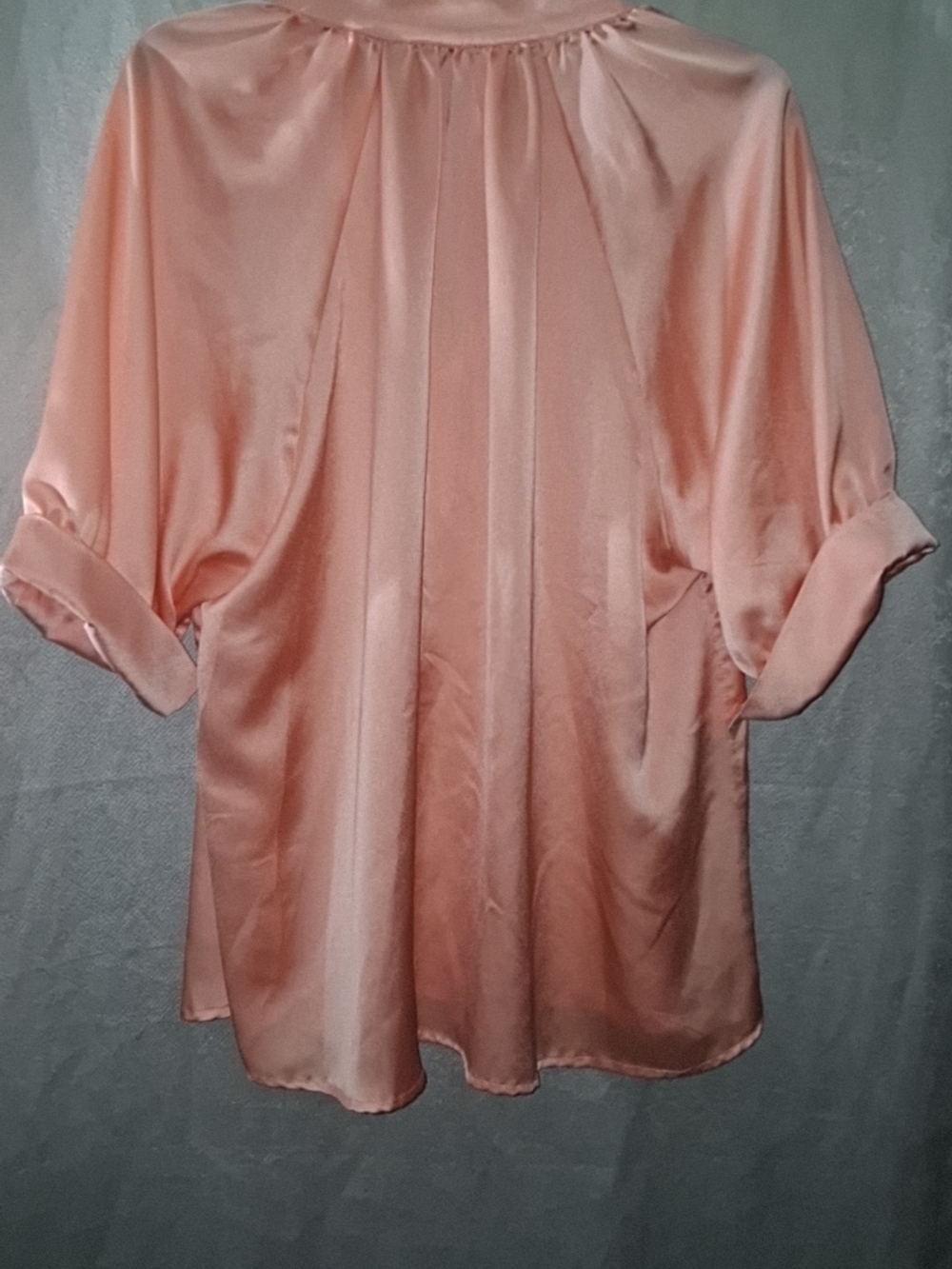 Annie Satin V-Neck Blouse in Light Peach - Picture 3 of 3